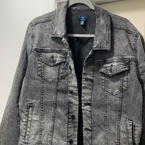 Black and gray denim jacket